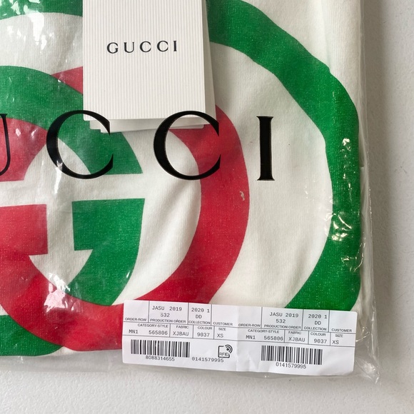 Gucci Interlocking GG Logo Oversized Cotton Graphic Tee Shirt Size Extra Small - Picture 6 of 16